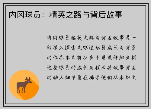 内冈球员：精英之路与背后故事